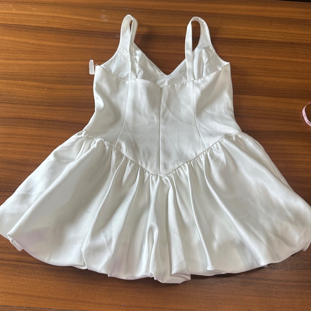 Bardot Oria White Bubble Satin Mini Dress, Bridal Bachelorette Girly REVOLVE XL - Picture 9 of 15